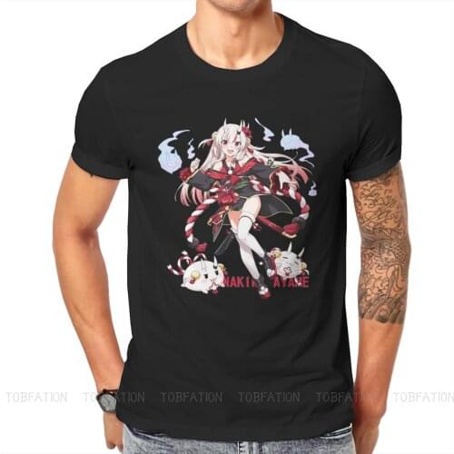 Hololive VTuber Nakiri Ayame TShirt Men Grunge Big Size Casual Crewneck Cotton T Shirt 2020