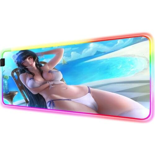 Anime sexy girlRGB Mouse Pad Gamer Accessories Large big breasts big buttocks LED MousePad XXL Gaming Desk Mat with Backlit
