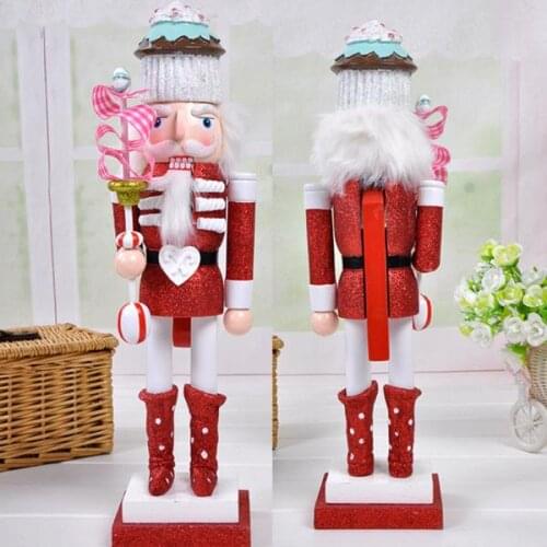 D331 38cm pure hand-painted cake Nutcracker puppet toy,Movable doll puppets children Christmas gift,1pcs