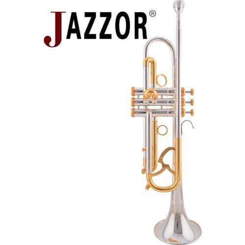 JAZZOR JZTR-800 professional trumpet B flat Gold&Silver trumpet Brass wind instruments with case and mouthpiece