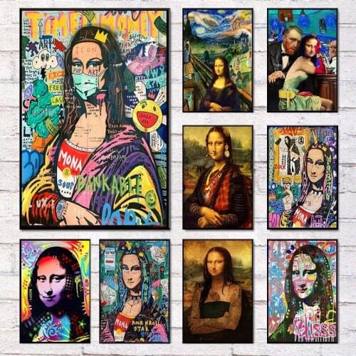 Street Graffiti Art Mona Lisa Canvas Figure Painting Modern US Posters and Prints Wall Art Picture for Living Room Home Decor