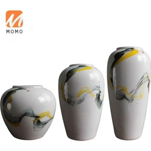 Ceramic Vase Living Room Flower Arrangement in Chinese Antique Style Pastel TV Cabinet Decoration Study Curio Shelf Decoration