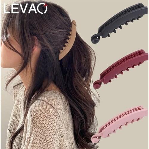 LEVAO 1PC Frosted Banana Hair Clip Clamp Korean Hairpin Ponytail Holder Hair Claw Clips Women Headwear Hair Accessories