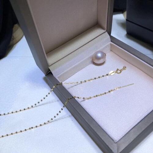Real Genuine 18K Yellow Gold Chain Necklace with Needle 18 inches AU750 Jewelry Necklace for Girl Female Women Nice Gift
