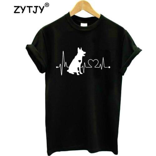German Shepherd dog heartbeat Print Women T shirt Cotton Casual Funny Shirt For Lady Top Tee Tumblr Hipster Drop Ship NEW-77