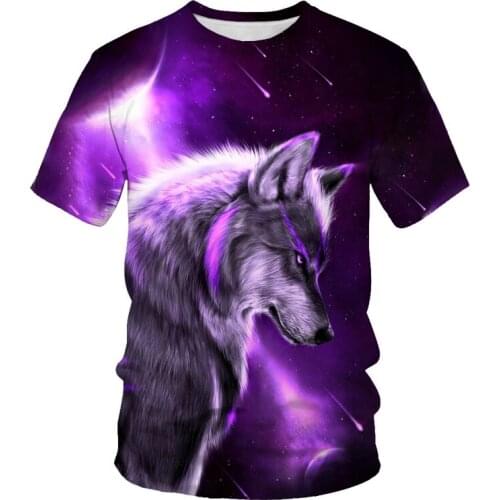 2021 Summer New 3d Printed T-shirt Fashion Mens Cute Fox Wolf Shirt Fun Short-sleeved Mens Clothing