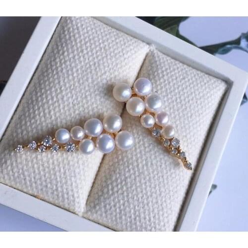 New Design Fresh Water Pearls Stud Earrings Sterling 925 Silver for Women Engagement Wedding Party Gifts Fine Jewelry