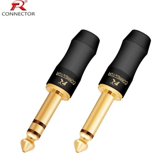 1pc Excellent 6.35mm jack connector,1/4" 6.3mm Male Plug, Mono/Stereo, with 24K Gold Plated Head, Copper Tube