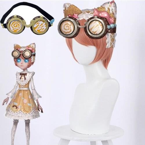 Identity V Mechanic Tracy Reznik Cosplay Wigs Candy Girls Orange Pink Short Synthetic Hair Wig for Halloween Party Role Play