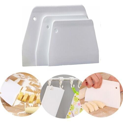 3 Pcs Plastic Spatula White Baking Pastry Tools Dough Scraper Cutters Spatula for Cake Dough Knife Cake Tool