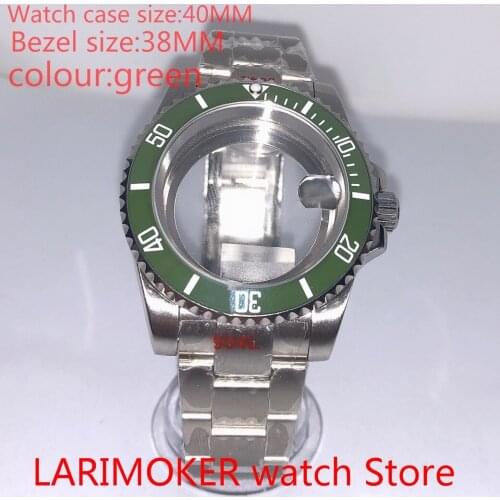 Suitable for NH35 NH36 Miyota 8215 40 mm sapphire glass 904L stainless steel case transparent back with bezel green