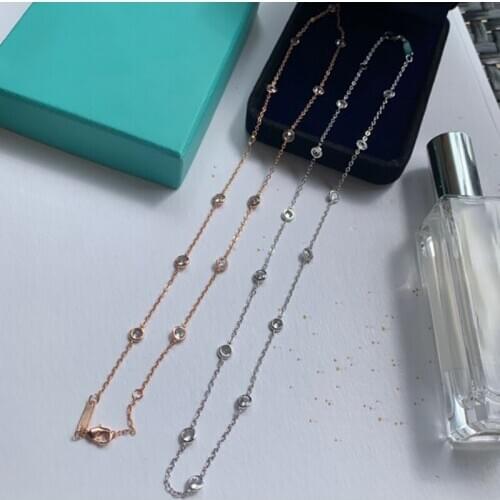 YPAY8 Hot Brand Pure 925 Sterling Silver Jewelry For Round Heart Pendant Wedding Silver Jewelry Happy Pendant Rose Gold Necklace