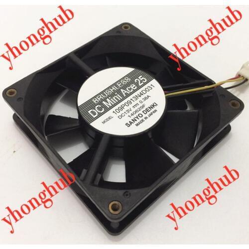 Sanyo Denki 109P0913N4D031 DC 13V 0.38A 3-wire 90X90X25mm Server Cooling Fan