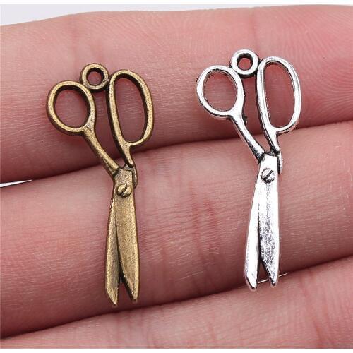 WYSIWYG 20pcs 30mm Sewing Scissors Charms Scissor Tibetan Charm Antique Silver Color Sewing Scissors Charms