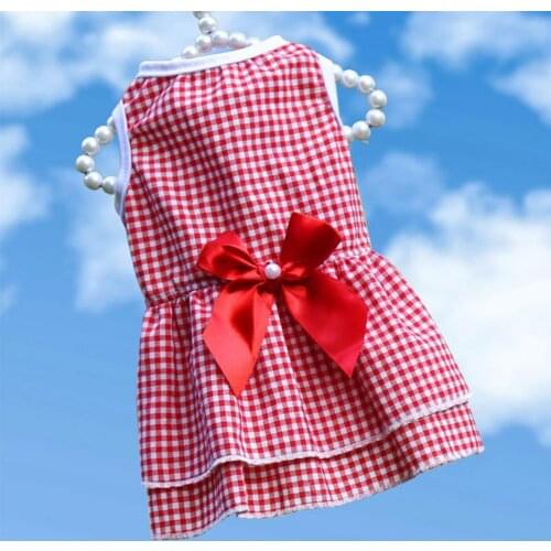 Photography Prop Loose Two-legged Dog Costume Skirt 2 Colors Dog Dress Plaid Printing for Summer