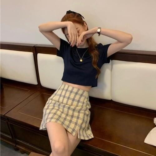 Woman skirts Early spring 2021 new retro plaid western girl skirt all-match A-line skirt