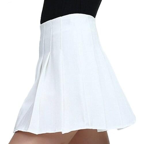 Sexy Women Pleated Skirt Summer High Waist Chic A Line Ladies Korean Stitching Button Style Girls Dance Skirt