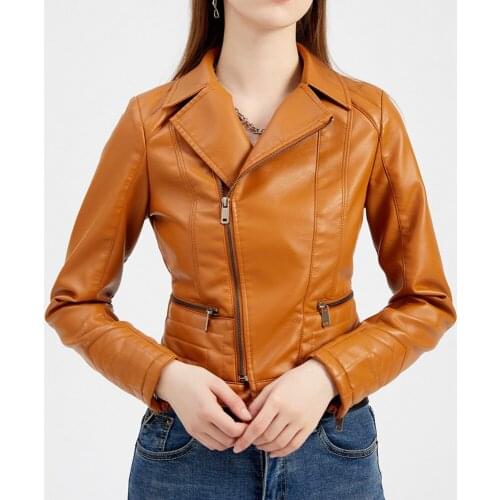PU Jacket 2021 Autumn Winter Fashion Women Faux Leather Jacket Ladies Solid Zipper Biker Coat Streetwear Female Casual Outwear