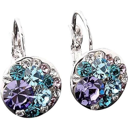 2020 Womens Fashion Cubic Zirconia Full Crystal Leverback Silver Color Alloy Earrings New Valentines Day Present Birthday Gift