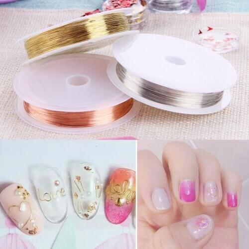 1roll Gold Silver Rose Gold DIY Nail Art Long Copper Wires Manicure Decor