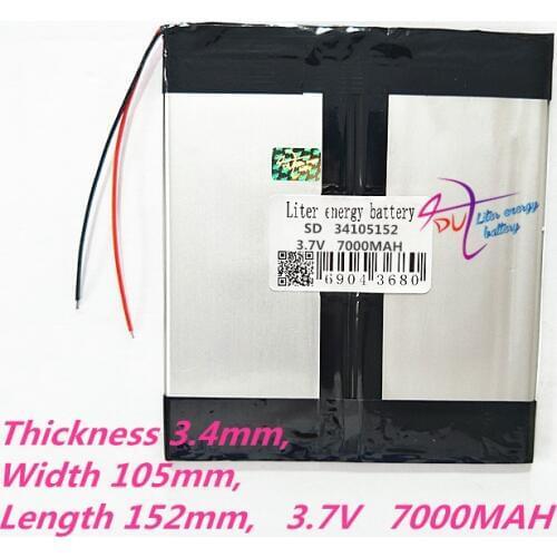 1pcs 34105152 3.7V 7000mAH 3476105*2 (polymer lithium ion battery) Li-ion battery for tablet pc 8 inch 9 inch 10 inch