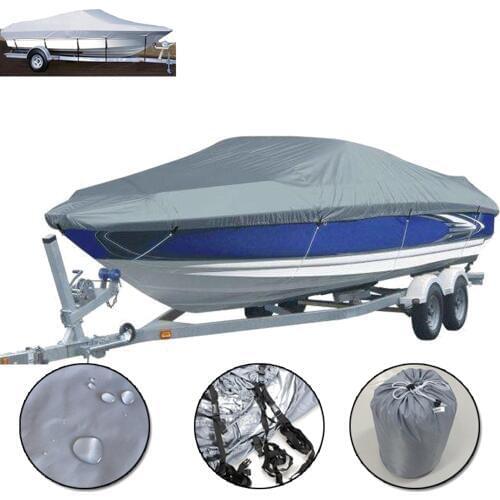 11-22ft Waterproof Trailerable 210D Boat Cover Fishing Ski V-Hull Sunproof UV Protector Speedboat Boat Mooring Cover