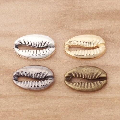 20 Pieces 4 Colors Metal Cowrie Conch Shells Charms Beach Nautical Pendants for DIY Bracelet Jewelry Making Findings