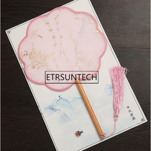 30pcs Flower Chinese Silk Dancing Fans Wood Handle Decorative Fan Women Gift Hand Held Fan for Wedding