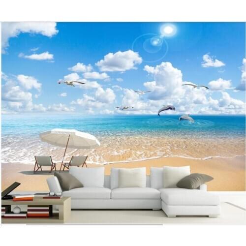 Custom photo mural 3d wallpaper Beautiful hawaiian sand beach beach waves landscape room wallpapers for walls 3 d in rolls