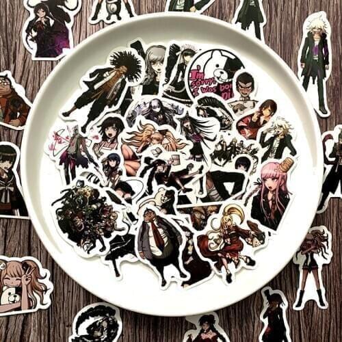 50pcs/pack games Danganronpa cartoon Stickers For Suitcase Skateboard Laptop Luggage Fridge Phone Car Styling DIY Sticker