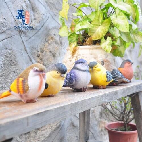 6PCS/SET 4PCS/SET EUROPEAN PASTORAL MAGPIE BIRD ORNAMENT GARDEN BALCONY DECORATION RESIN ANIMAL CRAFT GIFT