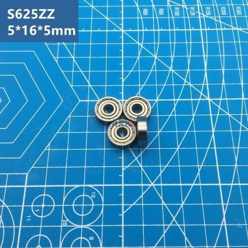 Free Shipping high quality 10pcs S625 Z Miniature stainless steel deep groove ball bearing S625ZZ 5*16*5 mm for 3D printer S625Z