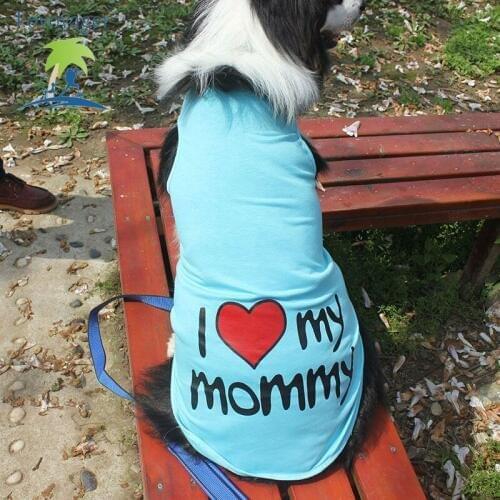 Larger Pet I Love Mommy Daddy Dog Clothes Summer Dog Vest T Shirt Free Shipping