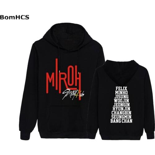 BomHCS Kpop Stray Kids MIROH Cotton Pullovers Hoodies Unisex Printed Sports Tops Outwear (Black Pink Grey White )