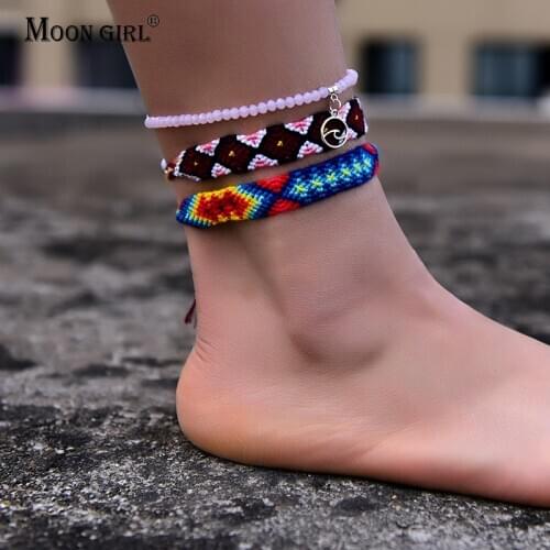 Fashion Friendship Bracelet on the Leg Trendy Summer Anklets for Women Crystal Wave Boho Beach Chains Foot Bracelet Jewelry