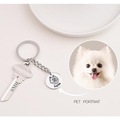 New Custom Keychain Photo Keyring Dog Cat Image Disc Keychain Personalized Pet Name Memorial Gifts For Pet Lover Christmas Gift
