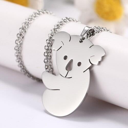 COOLTIME Animals Pendant Necklace Little Bear Panda Dragon Stainless Steel Women and Girl Jewelry Anniversary Lovers' Gift