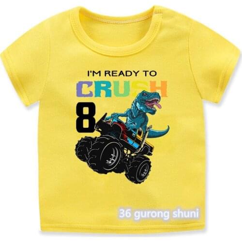T-shirt for boys funny car graphics 8th birthday party costume for kids birthday gift vogue hiphop toddler tshirt tops wholesale