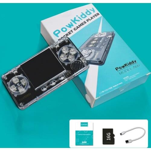 POWKIDDY A66 Trimui 32GB 4000 Games 2 inch IPS LCD Mini Transparent Game Console for PS for MD Arcade Handheld Game Players