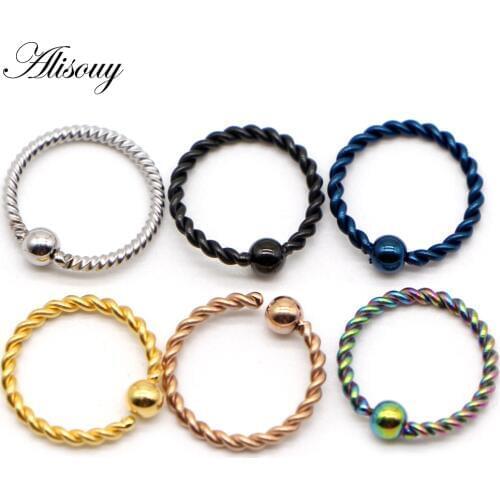 Alisouy 1pc Ball End Hoop BCR Twist Captive Bead Ring For Ear Nose Nostril Septum Ring Helix Cartilage Piercing body Jewelry