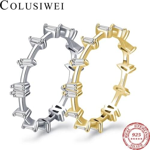Colusiwei Shining Irregular Clear CZ Rings 925 Sterling silver Luxury Finger Rings for Women Wedding Statement Fasion Jewelry