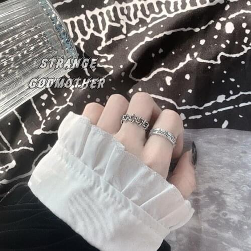 Korean Personality Punk Roman rings Numerals English Letter Adjustable Open Finger Rings Exquisite Shiny Cubic Zircon Ring Women