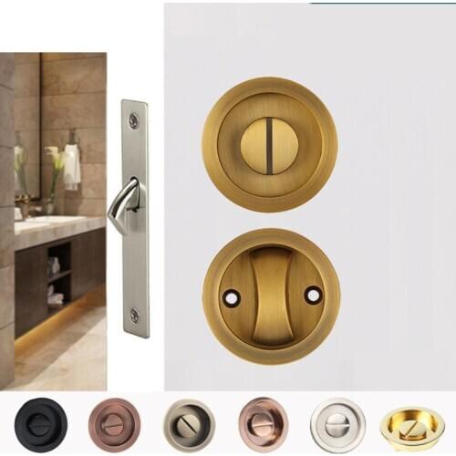 Circular Sliding Door Lock Hotel Bathroom Kitchen Balcony Hook Embedded Concealed Invisible