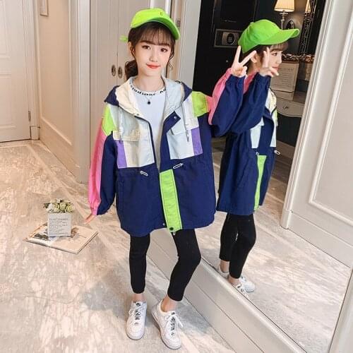 New Hooded Jacket Spring Autumn Coat Outerwear Top Children Clothes School Kids Costume Teenage Girl Clothing High Quality