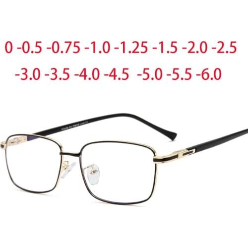 Square Glasses Women Men Metal Eyeglasses Gold Silver Myopia Optical Spectacles Ladies Clear Glasses 0 -0.5 -1.0 -2.0 To -6.0