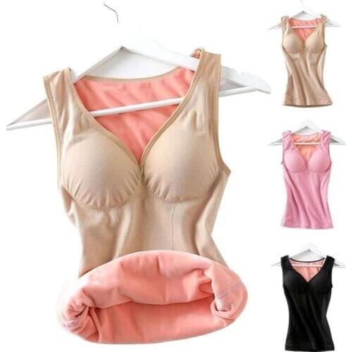 Womens Flannel Bra Vest thermal Plush underwear V-Neck thick warm Elastic Shirt 2020 Winter Lingerie Clothing