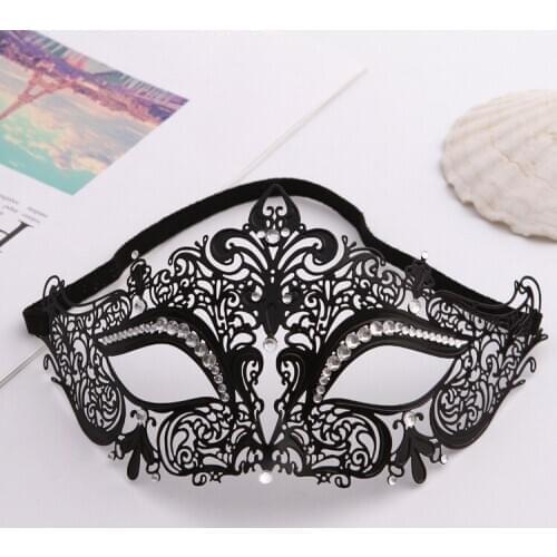 Metal Diamond Hollowed Out Mask Iron Masks Cats Head Black Venice High Grade Mask