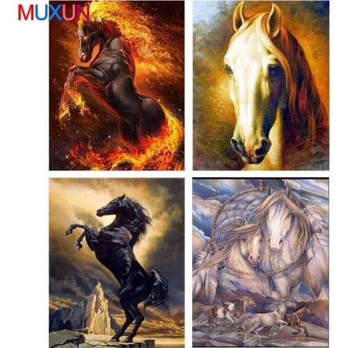 New Circular Stones 5D Diy Diamond Painting Wild Horse Diamond Embroidery Sale Animal Diamond Full Display Home Decor Gift Rp526