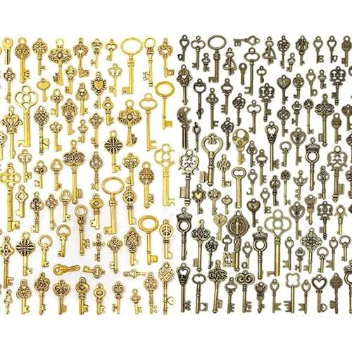 Vintage Mixed 10/20pcs Antique Style Bronze Key Set Charms Fit Pendants DIY Handmade Neacklace Jewelry Making Accessaries