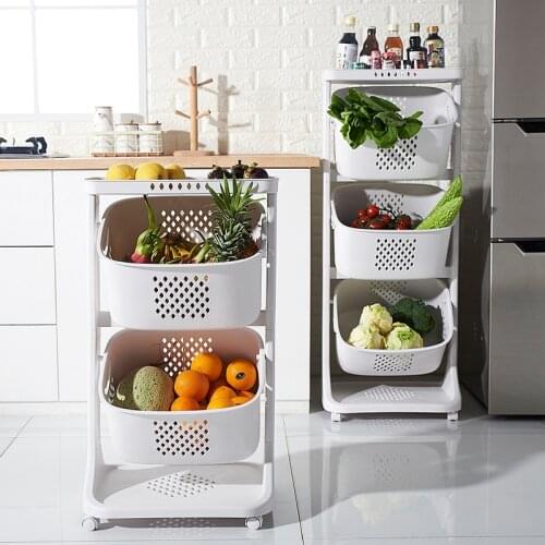 Floor multi-layer storage rack kitchen vegetable fruit basket home universal wheel shelf for clothes toys organizer mx10231516